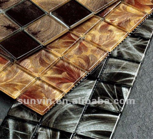 48x48mm wall paper glass mosaic for kitchen room high lighter