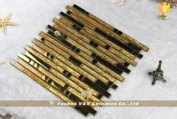 Golden Glass Mosaic Tile For Interior Decoration
