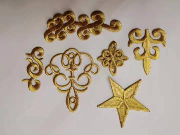 100% Embroidery OEM Top Quality Gold Embroidery