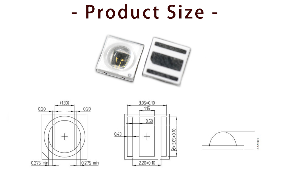 Size of 3535IRC-105L42I1A 1050nm 1100nm 1000nm far infrared LED SMT 3535 SMD LED High Power IR LED