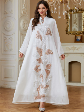 Blumenbestickte Alltags-Abaya mit Paillettendetails