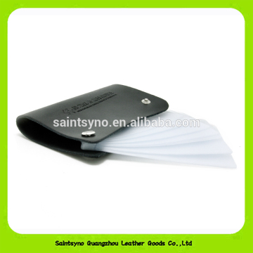Genuine black leather credit ID business card holder wallet 15315