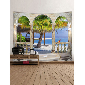 Wandtapijten Muur Opknoping Strand Zee Serie Wandtapijten Tropische stijl Zonsopgang Kokospalm Wandtapijt voor Slaapkamer Thuis Dorm Decor