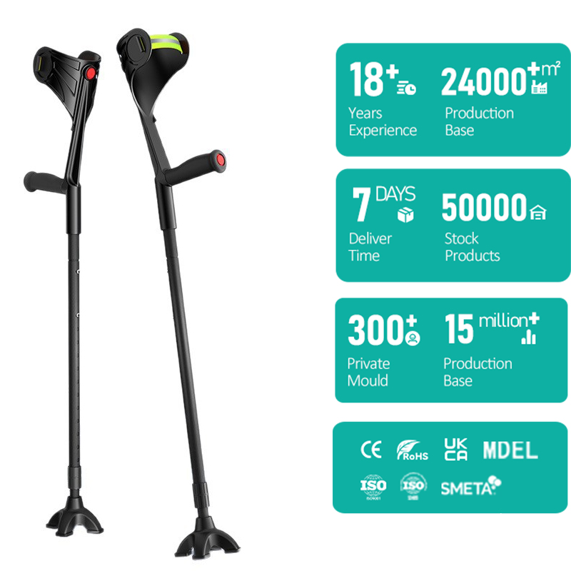 Young People's Non-Slip Folding Rehabilitation Cane Double Crutch Underarm Elbow for Fracture Young Adults Best Elbow Crutch1