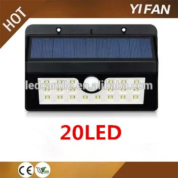 Alibabaexpress 20LED Solar Powered Wireless incandescent luminaire Outdoor solar wall Lighting with 3 modes