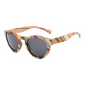 Blue Parquet Wooden Sunglasses