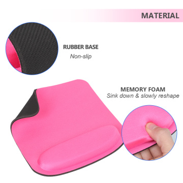 Conjunto de almofadas de mouse ergonômico rosa com repouso no pulso
