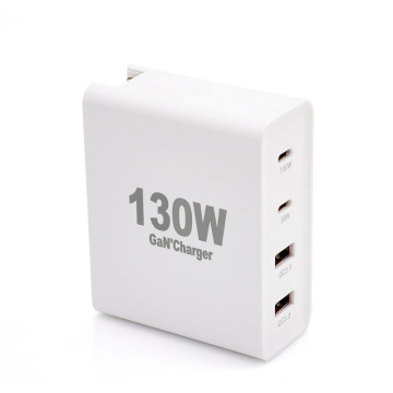 GAN 4-poorts 130W International Fast Charger met USB-C PD 100W en USB-A QC3.0 voor MacBook en Laptops