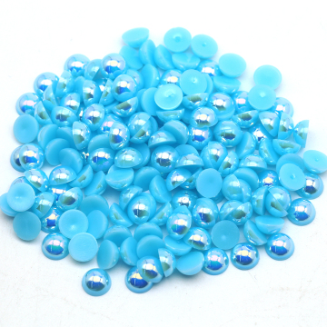 Wholesale Bulk 6mm Abs Plastic Aquamarine Flatback Pearls - 5000 Pieces in Half Round Loose Pearl Shape