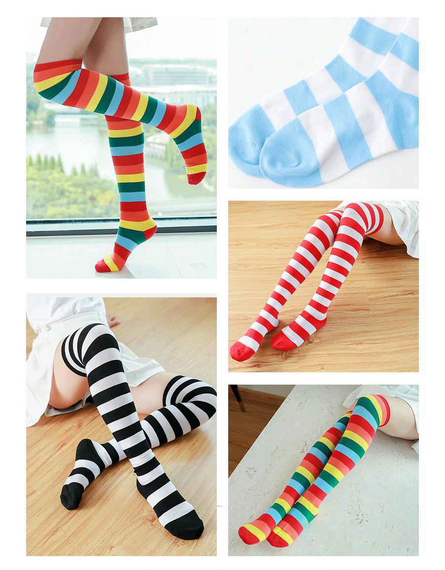 Striped Over‑the‑Knee Socks