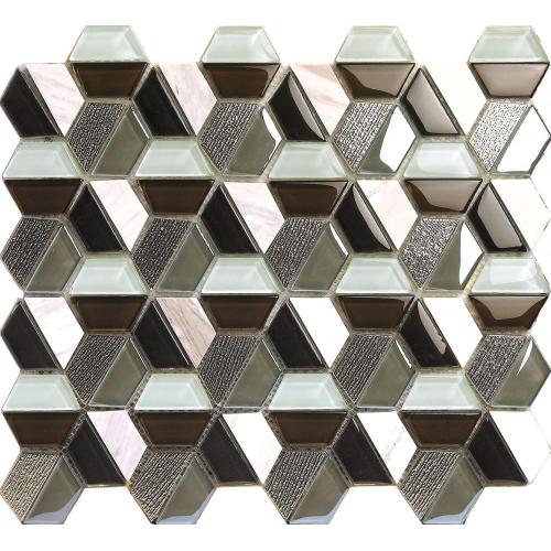 Glass Stone Splicing Hexagon Mosaic Tile