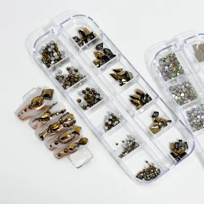 Nail Art Rhinestones Acrylic Colorful Exquisite DIY Nail Decoration with Box