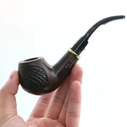 Factory direct sale black ebony handmade smoking pipe acrylic bent handle