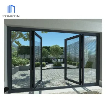 Zonron Factory Direct Aluminum French Doors with Tempered Double Glass, External Aluminum Door in Double Panel Configuration, Equipped with Lock and Handle