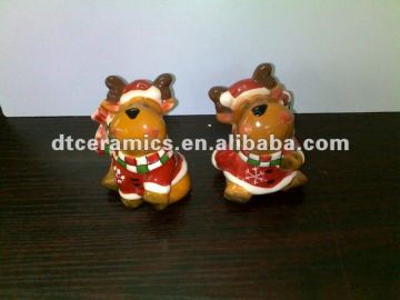 glazed ceramic deer with snow flower