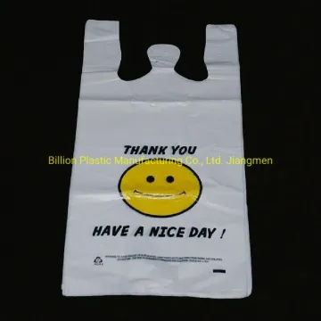 Smile Face Thank You Printing Plastic T Shirt Bag Plastic Carrier Bag
