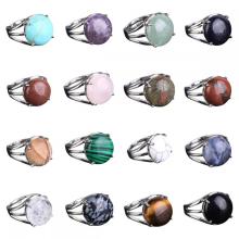 Anneau de quartz en pierre naturelle en cristal Gemstone Crystal Ring Natural pour femmes Amethyst Tiger Eye Charm Rings Anniversaire Anniversaire