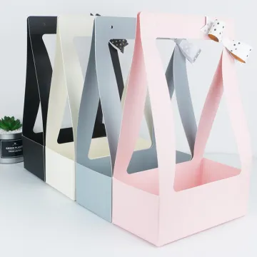 Custom Handle Paper Basket Packaging Box for Flowers
