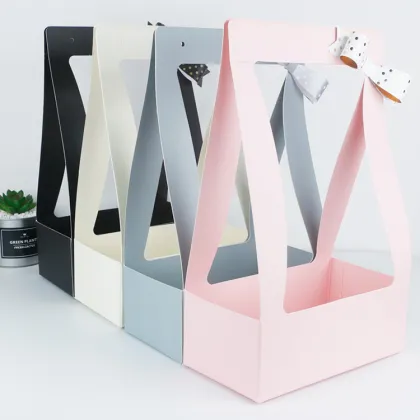 Custom Handle Paper Basket Packaging Box for Flowers