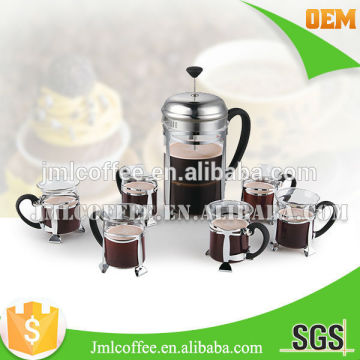 2016 new pyrex glass French pres set coffee maker with mugs borosilicate glass stainless steel coffee press set
