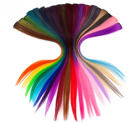 AliLeader Hot Selling Clip In Hair Extension 57 Colors Clip In Hair Synthetic Hair