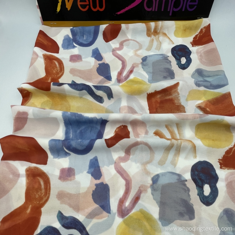 Pure Polyester Chiffon Colorful Printed Fabric