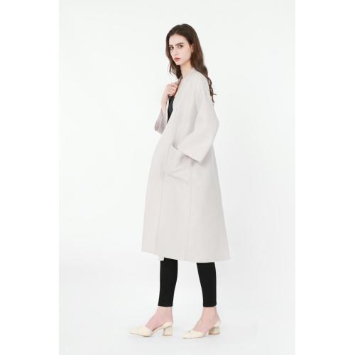 Three-quarter Sleeves Cardigan-style Woolen Coat