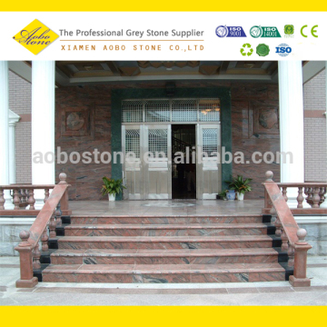 China Red Multi Granite Outdoor Stairs With Granite Stair Rail
