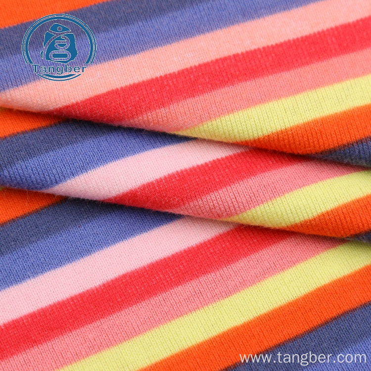 Cheap price cotton stripe jersey knit fabric