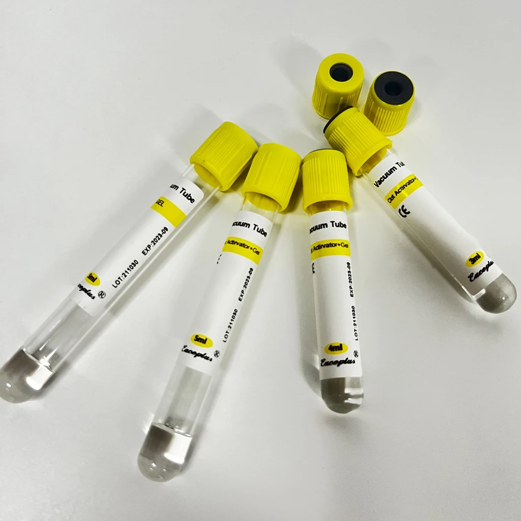 prix d'usine capuchon jaune tubes de collecte de sang pour animaux de compagnie en verre avec ISO