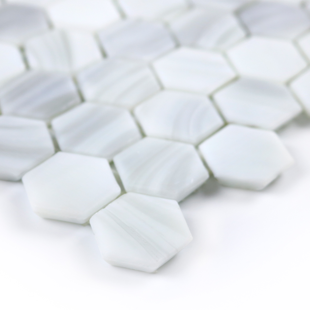 Honeycomb Mosaic Glass Art Blanco Tile Hexagon Mosaicos