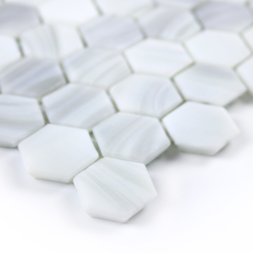 Honeycomb Mosaic Glass Art White Tile Hexagon Mosaics