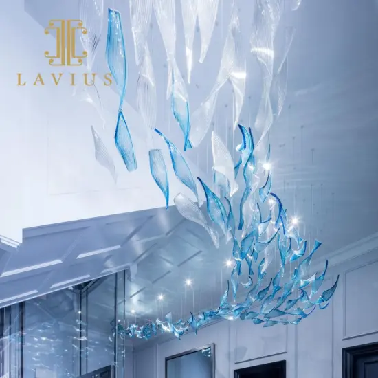 Blue butterfly crystal chandelier villa chandelier personality creative customized