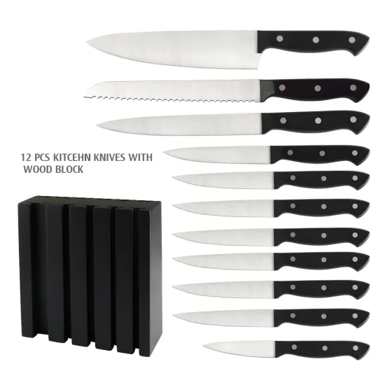 12 PCS KITCEHN KNIFE WITH BEECH WOOD BLOCK