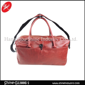 top grade women handbag/fastener shoulder bag/red leather duffel bag