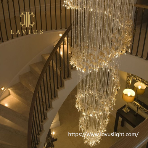 Lustre de hotel de luxo de alto luxo de alto lustre de lustre para escada do hotel