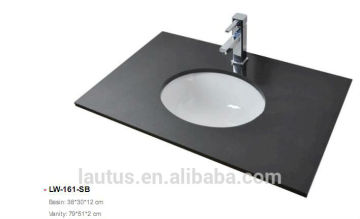black color marble with ceramic basin under-counter