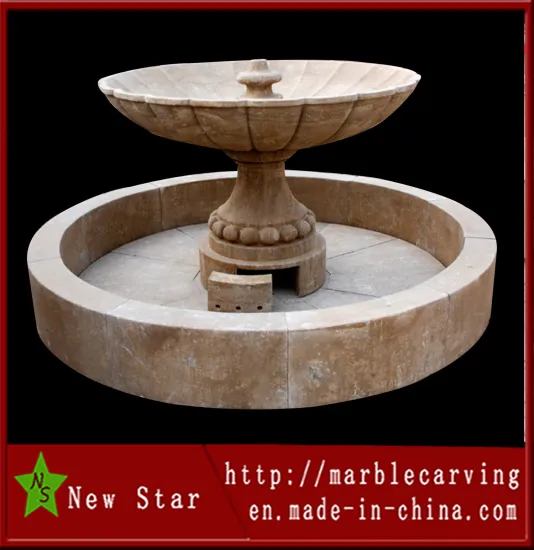 Beige Marble Stone Carving Water Fountain for Decoration (NS-F003)