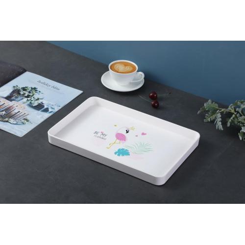 plateau de service rectangulaire en plastique avec impression