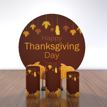010 Festival Thanksgiving leaves Pumpkin Round Backdrop