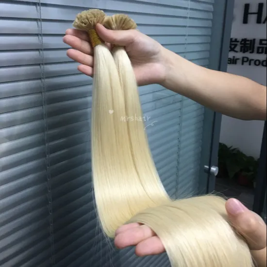 Wholesale 100g  Blonde nail hair 28inches Top Quality cuticle aligned Russian Human 100% Virgin Remy u-tip Hair Extensions