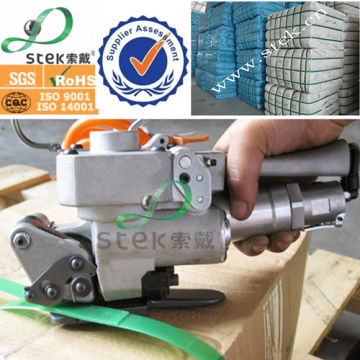 Pneumatic sealless plastic strapping tool