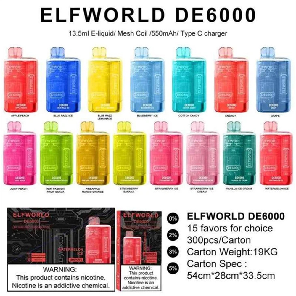 Elfworld 6000 Puffs Custom Bar Vape 550MAH