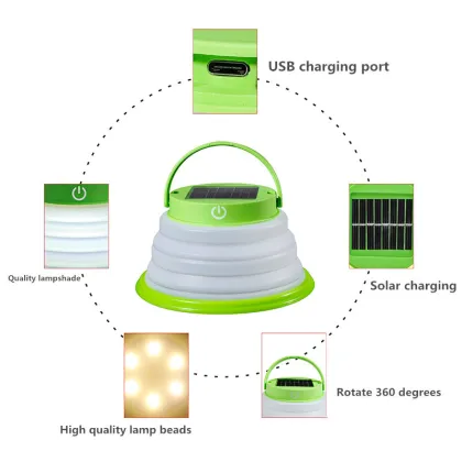 Portable USB mini Collapsible Solar LED Camping Lights