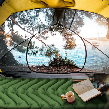 Ultralight Self-Inflating Camping Mat with Pillow - Durable Waterproof 40D Nylon Sleeping Pad