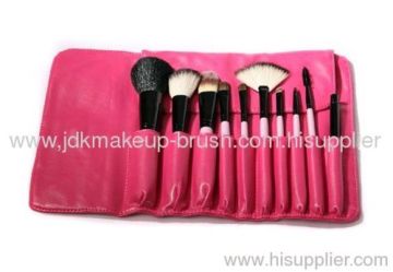 10pcs Pink Cosmetic Brush Set With Pink Pu Pouch 