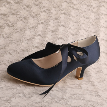 Navy Blue Prom Shoes Kitten Heel
