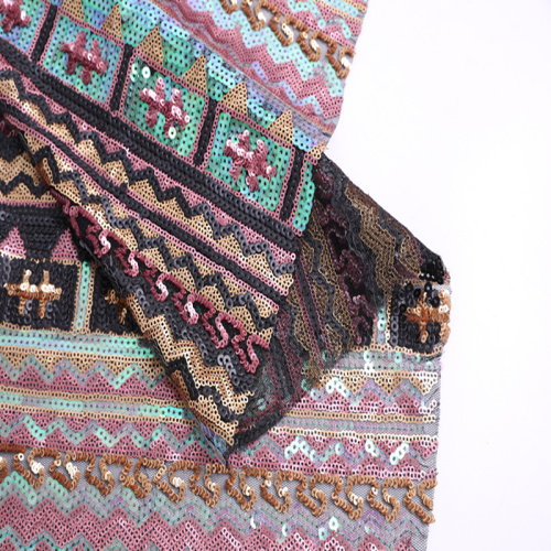 High Quality 100% Polyester Sequin Embroidery Fabric
