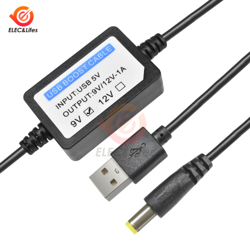 1Pc DC-DC 5V To 9V/12V 1A Step Up Boost Cable Line 1.3M USB Power Supply Boost Converter Cables Adapter DC Port Plug 2.1x5.5mm
