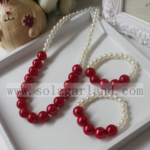 Baby Girl Toddler Imitation Pearl Round Chunky Hạt vòng cổ